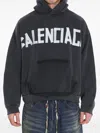 Balenciaga Black Hoodie With Logo Lettering On The Front And Logo Print On The Back In Cotton Man