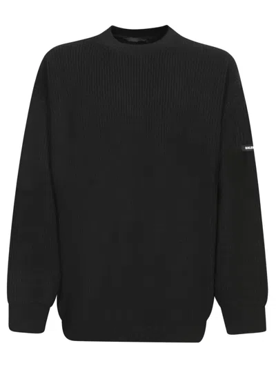 Balenciaga Black Crew Neck Wool Sweater In  Black