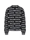 Balenciaga Logo All Over Print Pullover Sweater In Black