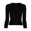 Balenciaga Bb-pattern Open-knit Jumper In Black