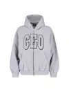 Balenciaga Zip Front Hoodie With Contrast Logo And Ribbed Details In Blue