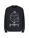 Balenciaga Men Logo Sweater In Blue