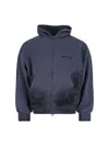 Balenciaga Hooded Sweatshirt Featuring Front Pockets In Blue