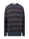 Balenciaga Striped Crewneck Sweater Long Sleeves In Gray