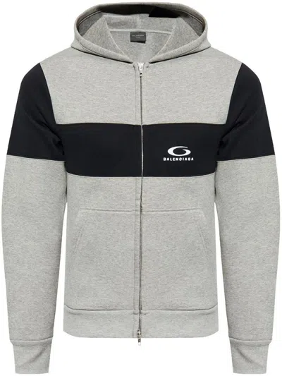 BALENCIAGA BALENCIAGA LOGO COTTON ZIPPED HOODIE