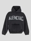 Balenciaga Black Hoodie With Logo Lettering On The Front And Logo Print On The Back In Cotton Man In Multicolor
