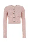 Balenciaga Cropped Tweed Cardigan Sweaters And Cardigans Pink In Pink