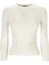 Balenciaga Cropped Sweater With Logo Patch In Wool Blend In White