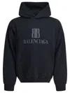 Balenciaga Black Hoodie With Fixed Hood And Logo Lettering On The Front In Cotton Man In Black