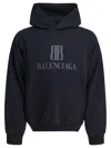Balenciaga Black Hoodie With Fixed Hood And Logo Lettering On The Front In Cotton Man In Black