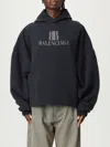 Balenciaga Logo-plaque Cotton Hoodie In Black