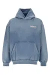 Balenciaga Powder Blue Cotton Sweatshirt In Blue