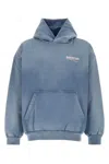 Balenciaga Powder Blue Cotton Sweatshirt In Blue