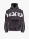 Balenciaga Men Black Hoodie With Logo Lettering On The Front And Logo Print On The Back In Cotton Ma In Grey