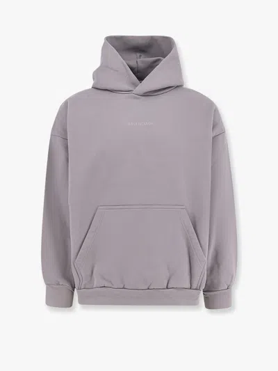 Balenciaga Logo Printed Cotton Sweatshirt In Neutral
