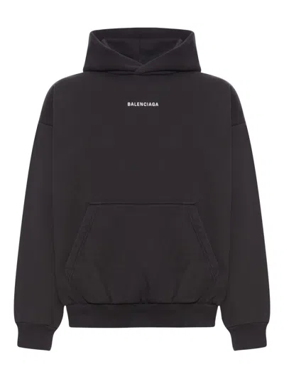 Balenciaga Relaxed-fit Cotton Hooded Sweatshirt With Design In Black