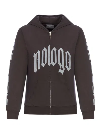 Balenciaga Sweatshirt With Zip No Logo In Black