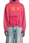 Balenciaga Red Hoodie With Logo Lettering On The Front And Logo Print On The Back In Cotton Man In Pink
