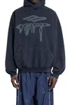Balenciaga 3b Liquified Black Hooded Sweatshirt With Front Logo In Cotton Man In Black