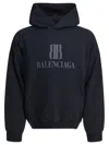 Balenciaga Black Hoodie With Fixed Hood And Logo Lettering On The Front In Cotton Man