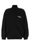Balenciaga Black Cotton Blend Sweatshirt With Logo In Black