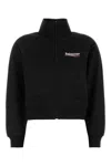 Balenciaga Black Cotton Blend Sweatshirt With Logo In Black