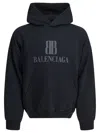 Balenciaga Black Hoodie With Fixed Hood And Logo Lettering On The Front In Cotton Man In Black