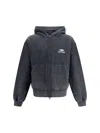 Balenciaga Black Hoodie With Kangaroo Pocket And Logo On The Front In Cotton Man In Black