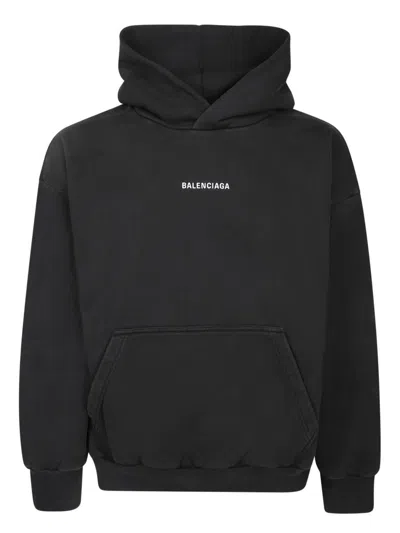 Balenciaga Relaxed-fit Cotton Hooded Sweatshirt With Design In Black