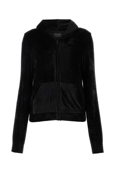 Balenciaga Woman Black Velvet Sweatshirt