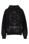 Balenciaga Metal Bb Cotton Fleece Hoodie In Black