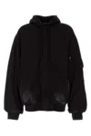 Balenciaga Front Pocket Oversize Cotton Sweatshirt In Black
