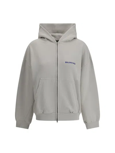 Balenciaga Back Zip Sweatshirt In Neutral