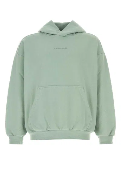 Balenciaga Cotton Sweatshirt With Hood And Pocket In Green