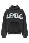 Balenciaga Men Black Hoodie With Logo Lettering On The Front And Logo Print On The Back In Cotton Ma In Grey