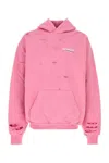 Balenciaga Hooded Knitwear With Distressed Detailing And Front Pocket In Pink