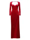 Balenciaga Sweetheart Long-sleeve Maxi Dress In Red