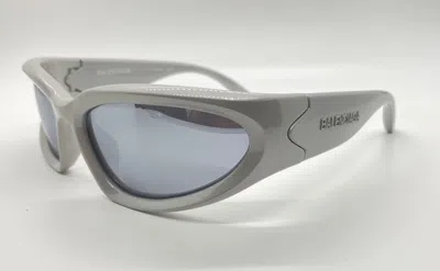 Pre-owned Balenciaga Swift Bb0157s 002 Silver / Mirror Wrap Mask Sunglasses 62-17-128mm In Gray