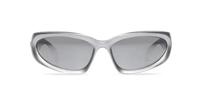 Balenciaga Swift Oval - Silver Sunglasses In Shiny Silver