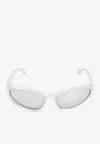 Balenciaga Swift Oval Sunglasses Women In Silver