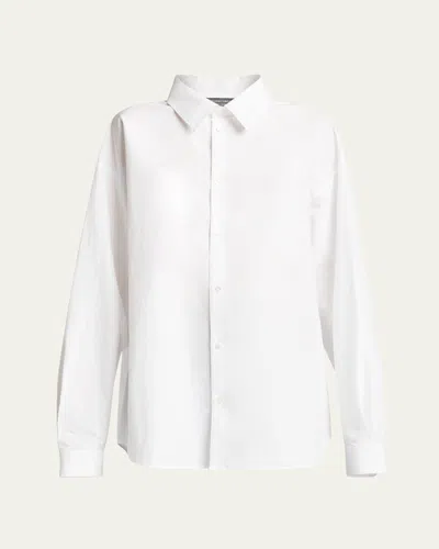 Balenciaga Swing Button Down Cotton Top In Bianco