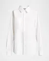 Balenciaga Swing Button Down Cotton Top In Bianco
