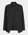 Balenciaga Black Shirt With Pointed Collar And Front Slit In Cotton Woman In Black
