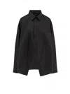 Balenciaga Black Shirt With Pointed Collar And Front Slit In Cotton Woman In Black