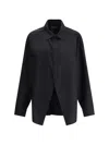Balenciaga Long Sleeve Collared Neck Shirt With Front Pocket In Black