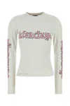 Balenciaga Crew Neck Graphic Print Long Sleeves Top In Gold