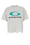 Balenciaga Women Chalk Cotton T-shirt In Gray