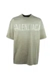 Balenciaga Tape Type Logo Print T-shirt In Army Green