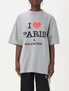 Balenciaga Grey Crewneck T-shirt With Maxi Logo Print On The Front In Cotton Woman In Black