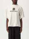 Balenciaga Cotton Tshirt With Logo Print In White